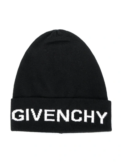 Givenchy Kids' Knit Cotton & Cashmere Beanie Hat In Black