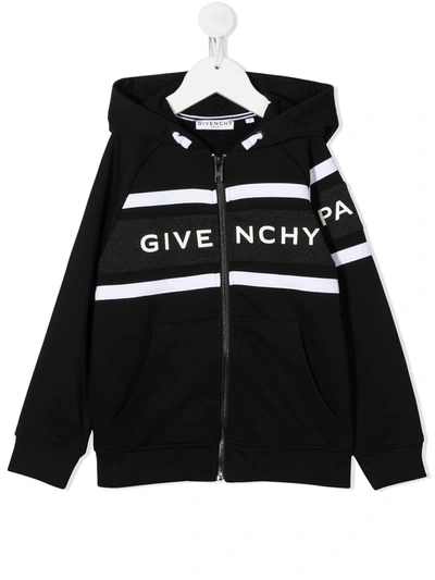 Givenchy Kids' Logo Print Cotton Sweatshirt Hoodie In Black