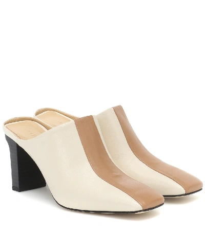 Aeyde 75mm Jude Bicolor Leather Mules In Hazelnut