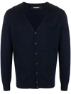 Dsquared2 Logo Embroidered Wool Knit Cardigan In Blue