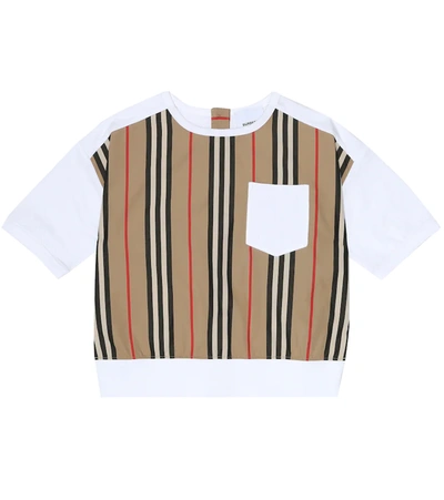 Burberry Kids' Striped Cotton Poplin & Jersey T-shirt In Beige