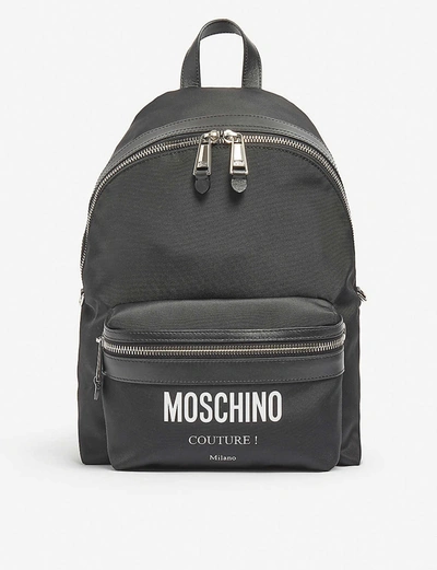 Moschino Logo-embellished Nylon Backpack In Black