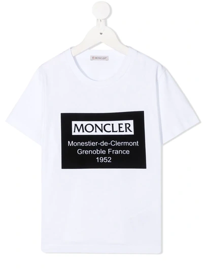 Moncler Kids' White T-shirt With Frontal Logo Press In Bianco