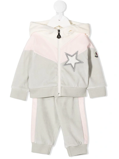 Moncler Babies' Tracksuit With Frontal Star Application In Grey