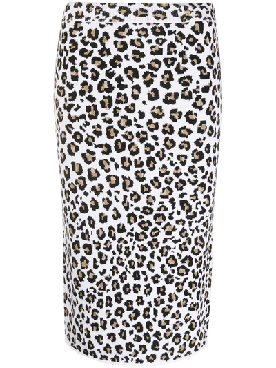 Versace Leopard Jacquard Sweater Skirt In White