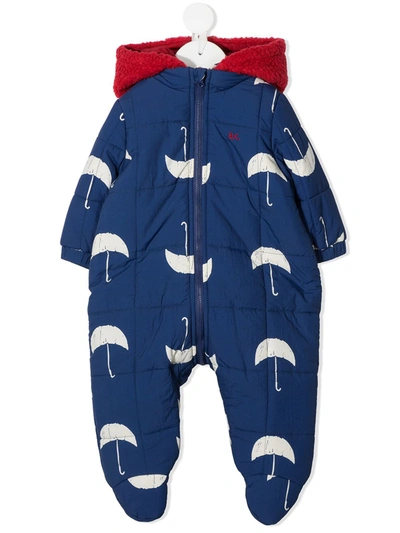 Bobo Choses Babies' Waterproof Nylon Puffer Romper In Blue