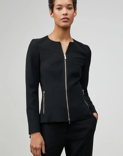 Lafayette 148 Plus-size Finesse Crepe Manon Jacket In Black