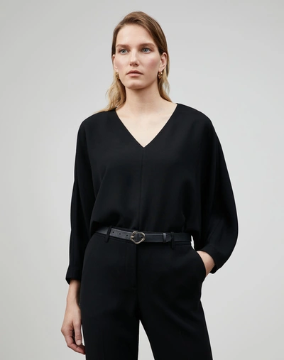 Lafayette 148 Plus-size Finesse Crepe Ainsley Blouse In Black