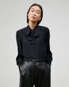 Lafayette 148 Plus-size Matte Silk Cecile Blouse In Black