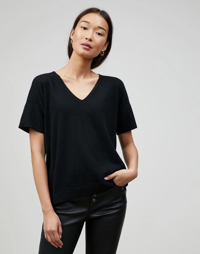 Lafayette 148 Plus-size Kindcashmere V-neck Rounded Sweater In Black