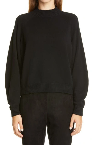 Lafayette 148 Plus-size Cashmere Round Sleeve Crewneck Sweater In Black