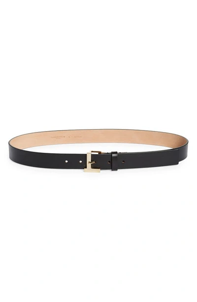 Lafayette 148 Gold L Beam Buckle Leather Belt In Black