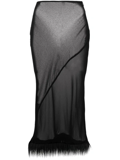 Acne Studios Faux-fur Trimmed Sheer Skirt In Black