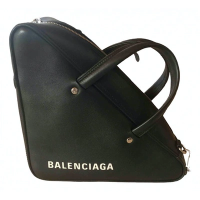 Pre-owned Balenciaga Triangle Leather Handbag In Black