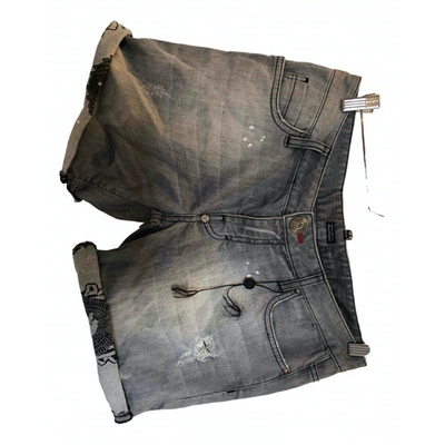 Pre-owned Philipp Plein Grey Denim - Jeans Shorts