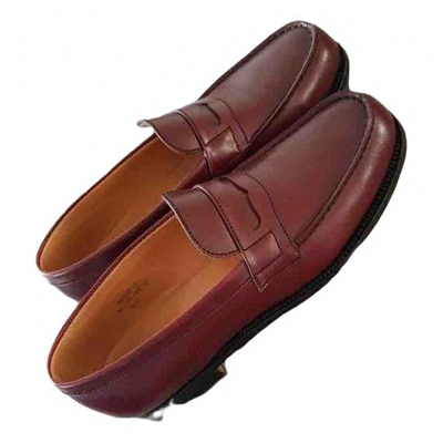 Pre-owned Jm Weston Burgundy Leather Flats