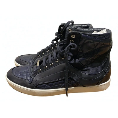 Pre-owned Dior Leather Trainers In Navy