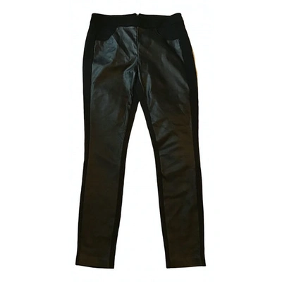 Pre-owned Jcrew Leather Slim Trousers In Black