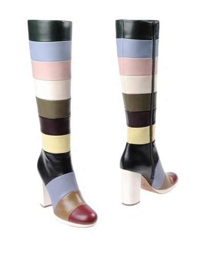 Valentino Garavani Striped Leather Boots In Black