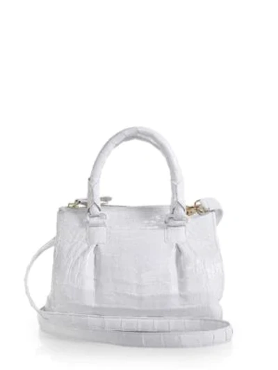 Nancy Gonzalez Crocodile Mini Plissé Crossbody Bag In White