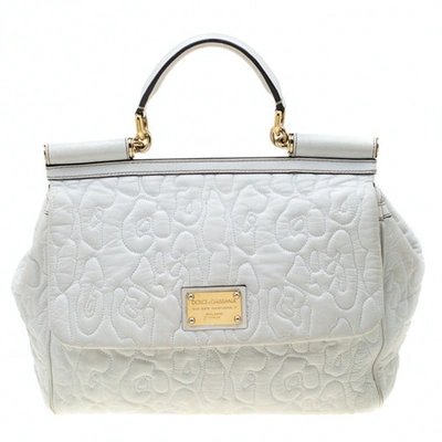 Pre-owned Dolce & Gabbana Sicily White Leather Handbag