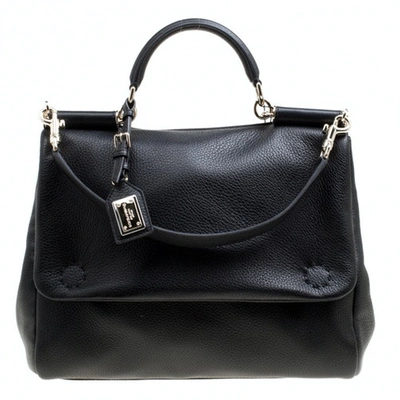 Pre-owned Dolce & Gabbana Sicily Black Leather Handbag