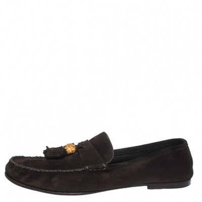 Pre-owned Gucci Brown Suede Flats