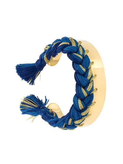 Aurelie Bidermann Copacabana Braided Cuff Bracelet In Navy