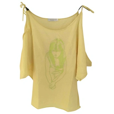 Pre-owned Pinko Yellow Cotton Top
