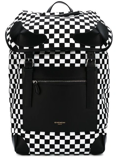 Givenchy Rider Leather And Checkerboard Shell Backpack In Black/white