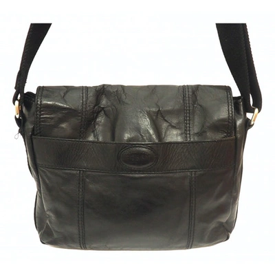 Pre-owned Fossil Leather Satchel In Black