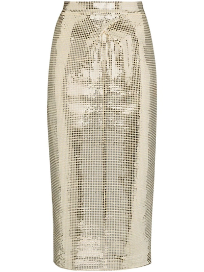 Anouki High Waisted Disco Peg Top Skirt In Metallic