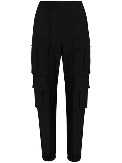 Prada Black Cropped Wool Cargo Trousers