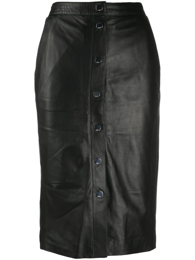 Karl Lagerfeld High-rise Leather Skirt In Black