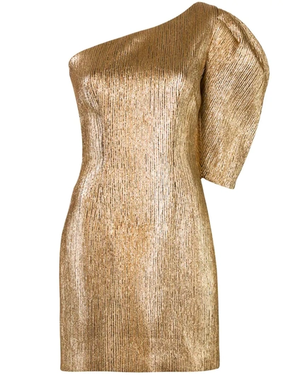 Ginger & Smart Metallic One-shoulder Dress In Gold