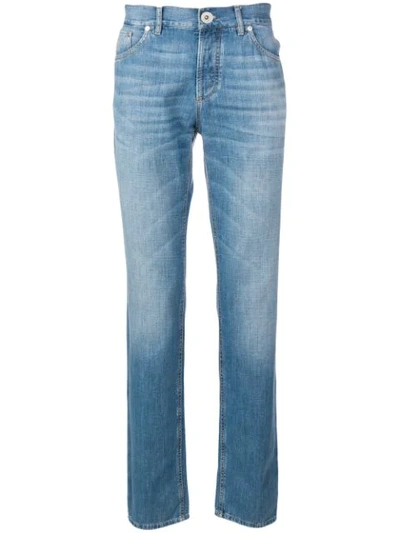 Brunello Cucinelli Stonewashed Straight-leg Jeans In Blue