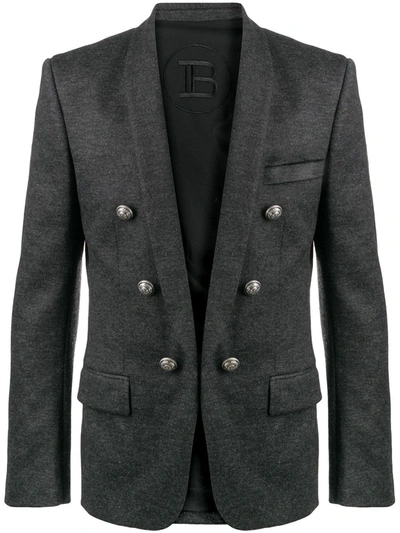 Balmain Decorative Button Blazer In Grey