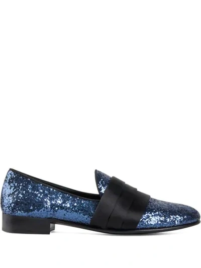 Giuseppe Zanotti Patrick Sequin Loafers In Blue