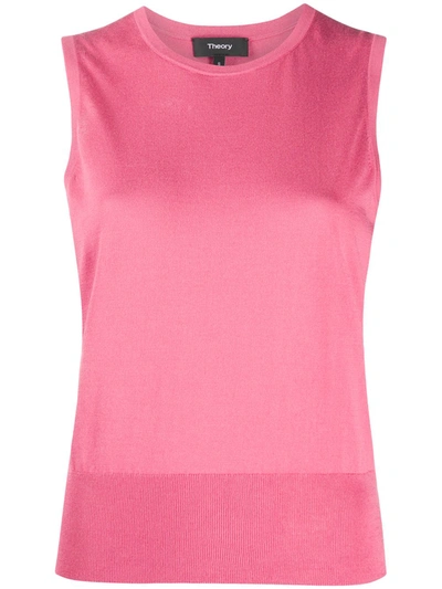 Theory Silk-cotton Tank Top In Pink