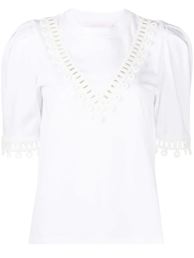 See By Chloé Embroidered Short-sleeve T-shirt In White