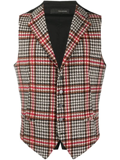 Tagliatore Checked Fitted Waistcoat In Neutrals