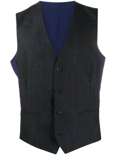 Etro Paisley Print Waistcoat In Blue