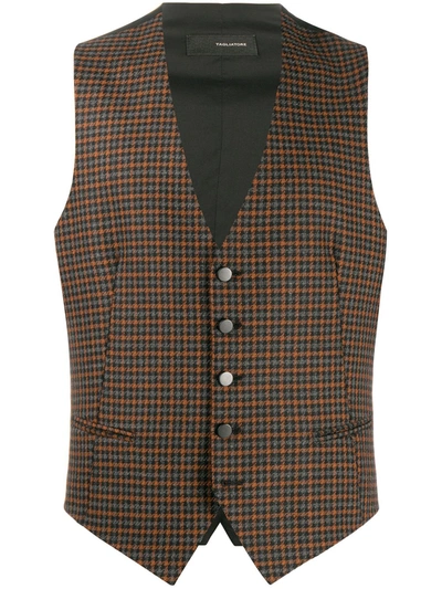 Tagliatore Check Print Waistcoat In Brown