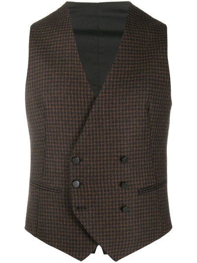 Tagliatore Checked Fitted Waistcoat In Black