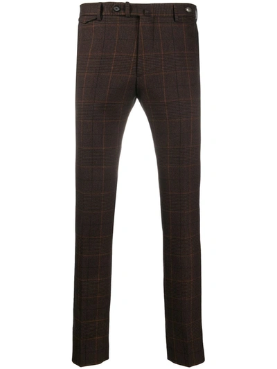 Tagliatore Check Print Suit Trousers In Brown