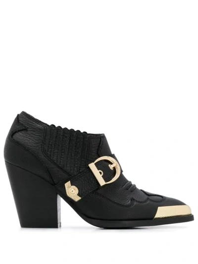 Versace Jeans Couture Metal-tipped Ankle Boots In Black
