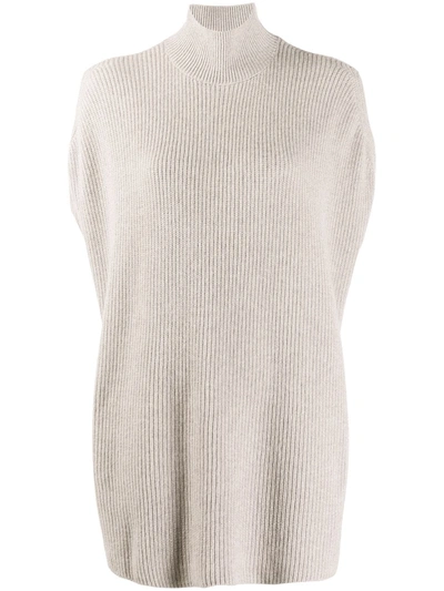 Agnona Sleeveless Cashmere Knit Jumper In Grey