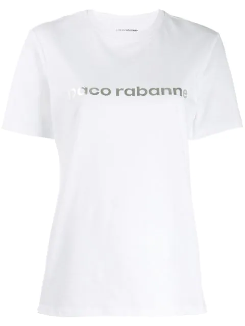 Paco Rabanne Logo Printed T-shirt In White | ModeSens