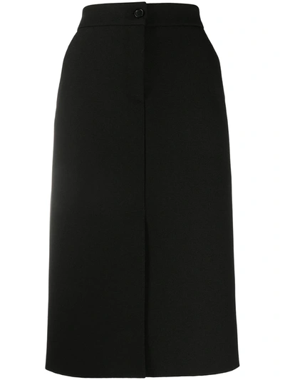 Msgm Slit-detail Pencil Skirt In Black