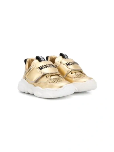 Moschino Kids' Toy Crystal Trainers In Gold